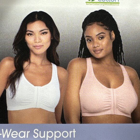 Fruit of the Loom 2 Pack 38 Women Soft Front Closure Cotton Bra NEW Pink White - Picture 11 of 15